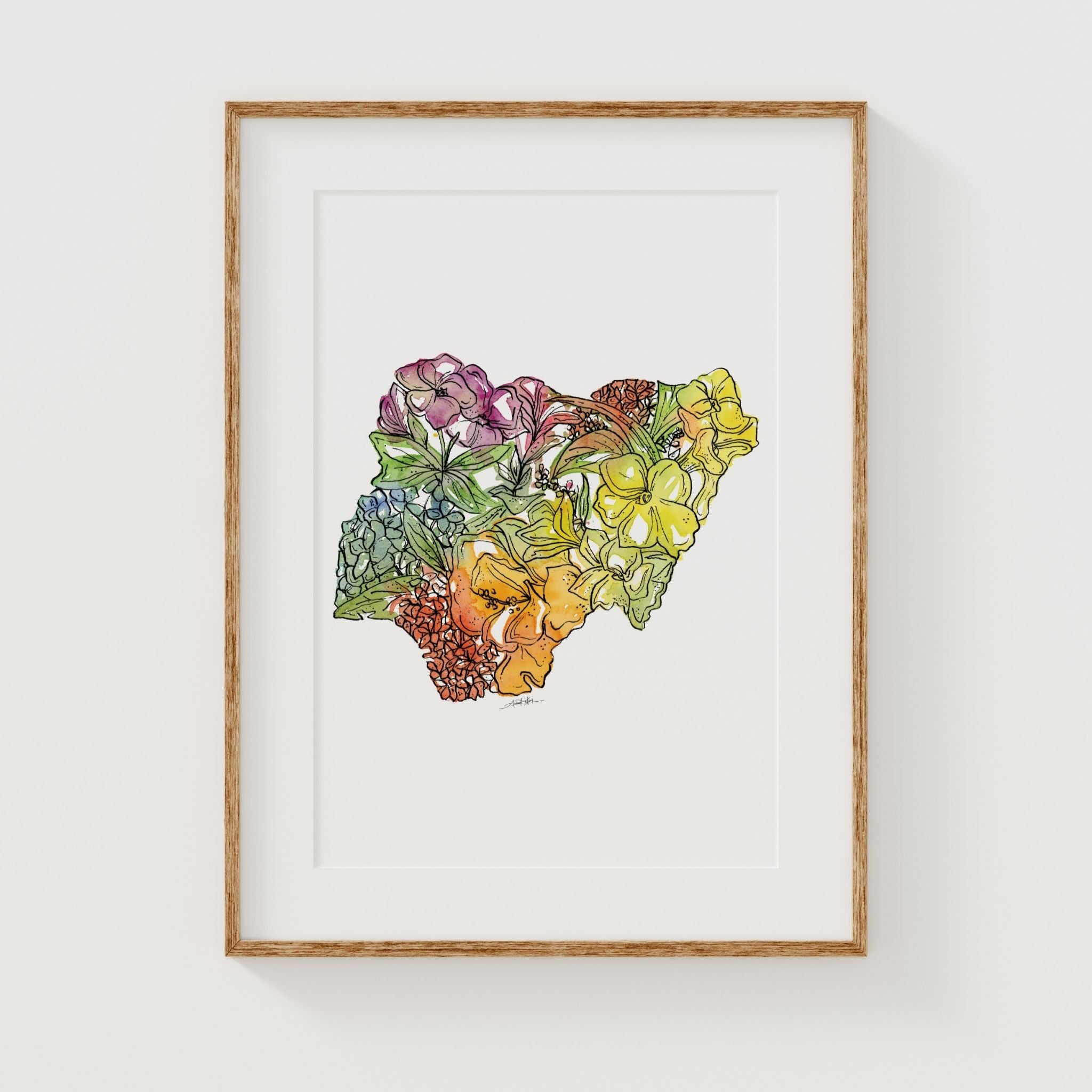 Nigeria Wildflower Wall Art | Watercolor Country Print – Amanda Klein
