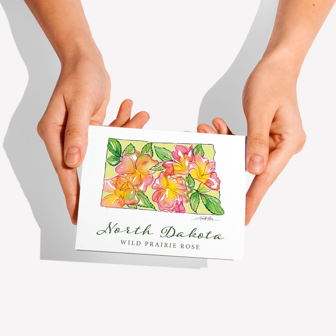 w-inds. ポストカード 30sheets AMADA North Dakota Wild Prairie Rose State Flower Watercolor Notecards