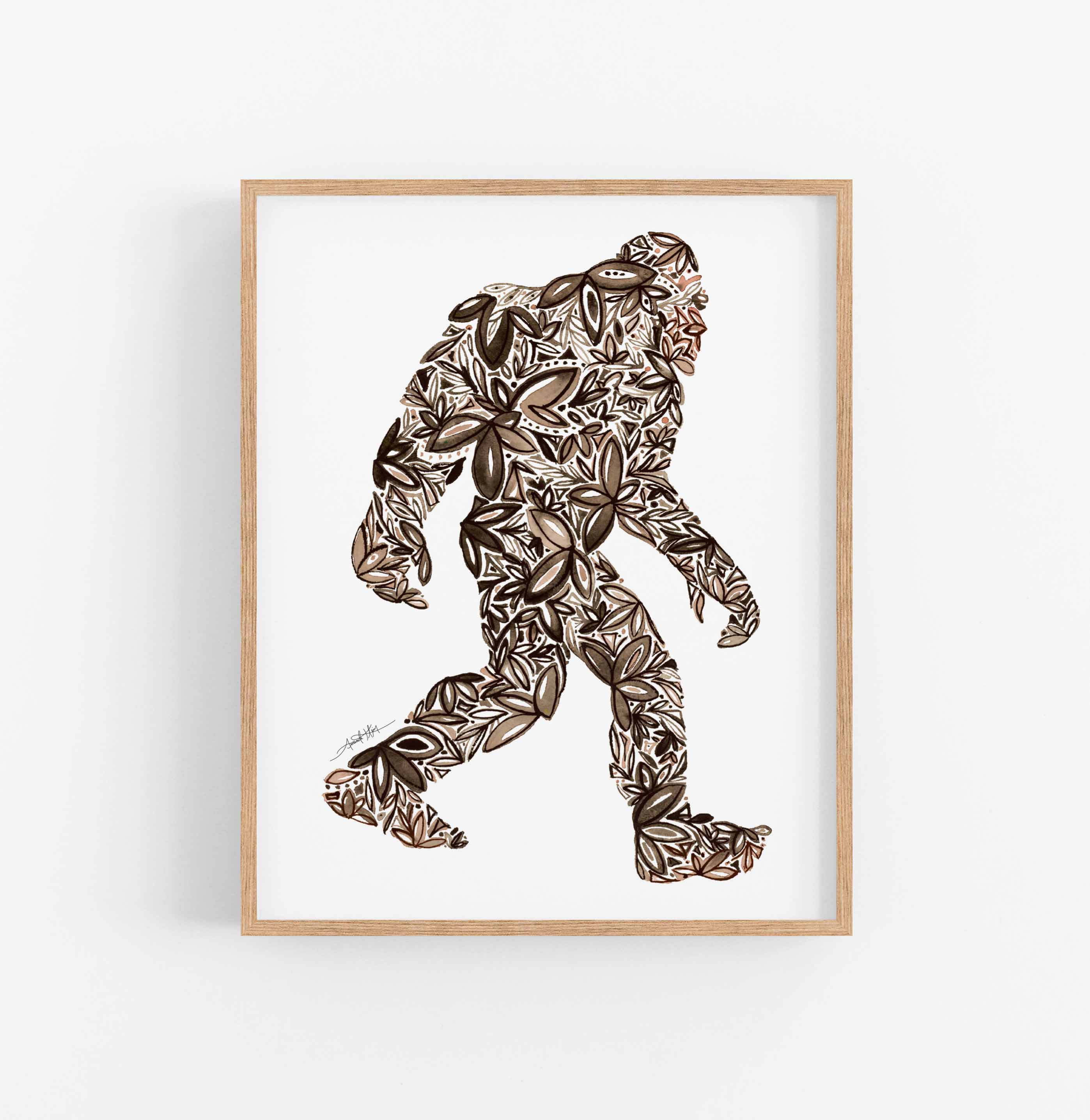 Bigfoot キャンバスアート 作品 手書き Bigfoot_WoodFrame_Print_252bd6