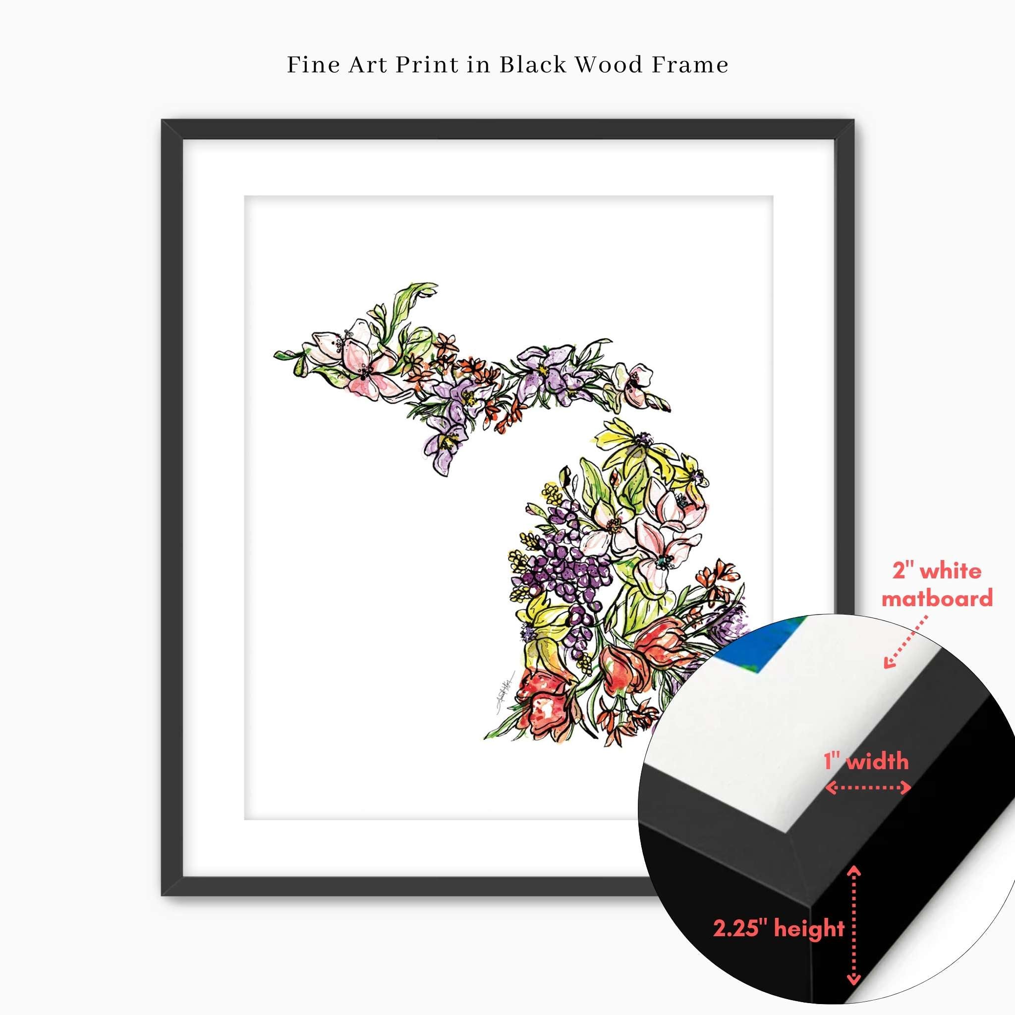 Michigan Wildflower Wall Art | Watercolor State Print – Amanda Klein