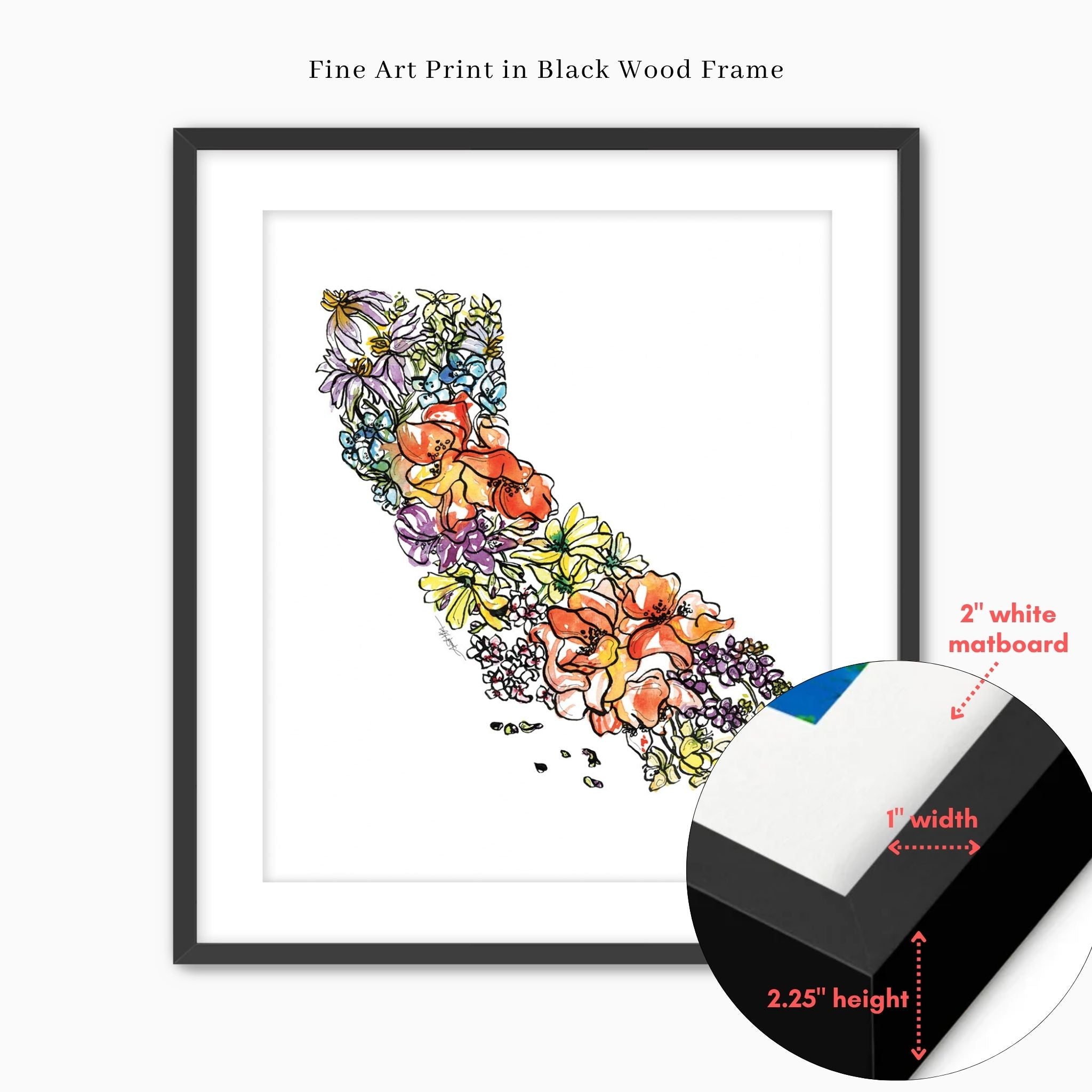 California Wildflower Wall Art | Watercolor State Print – Amanda Klein