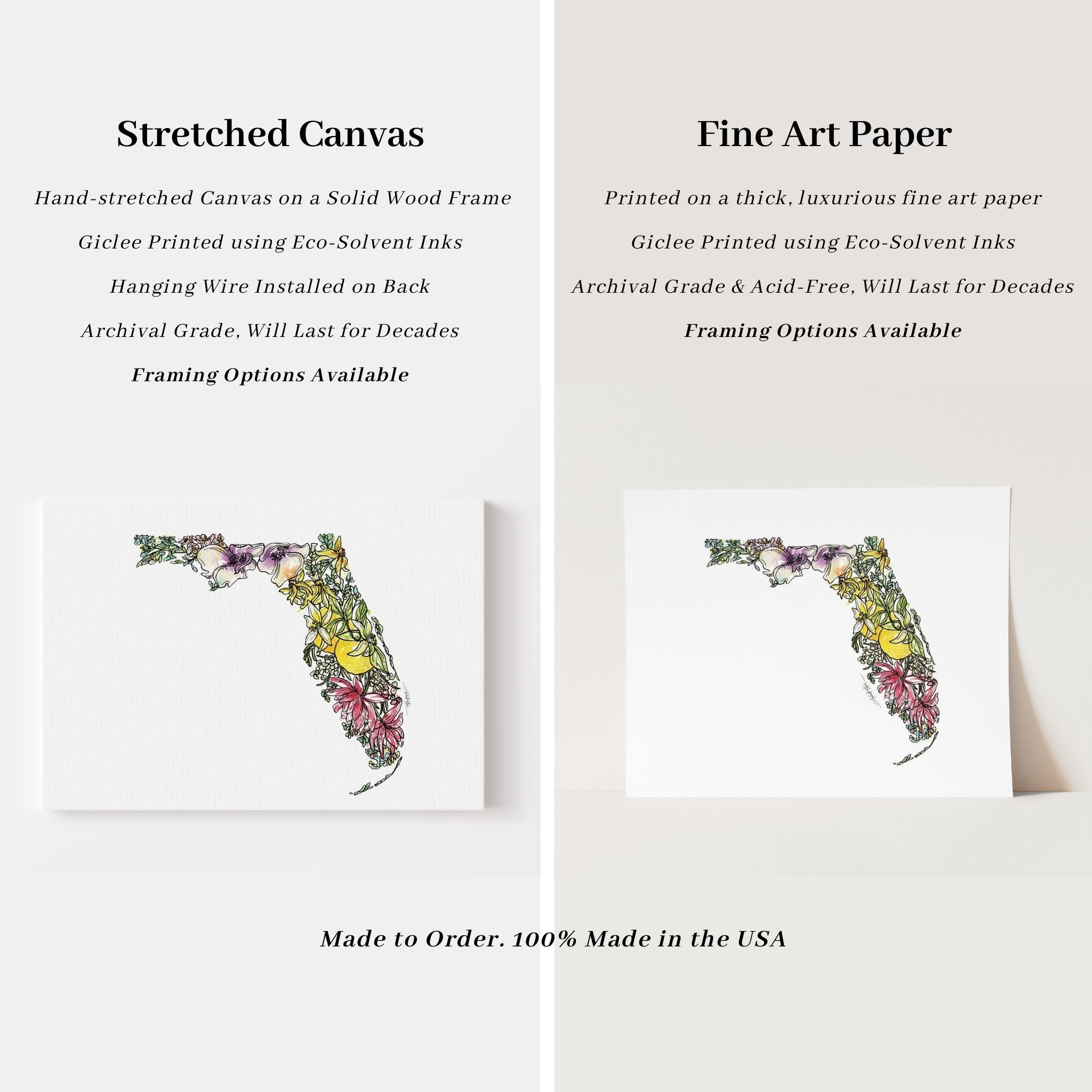 Florida Wildflower Wall Art | Watercolor State Print – Amanda Klein