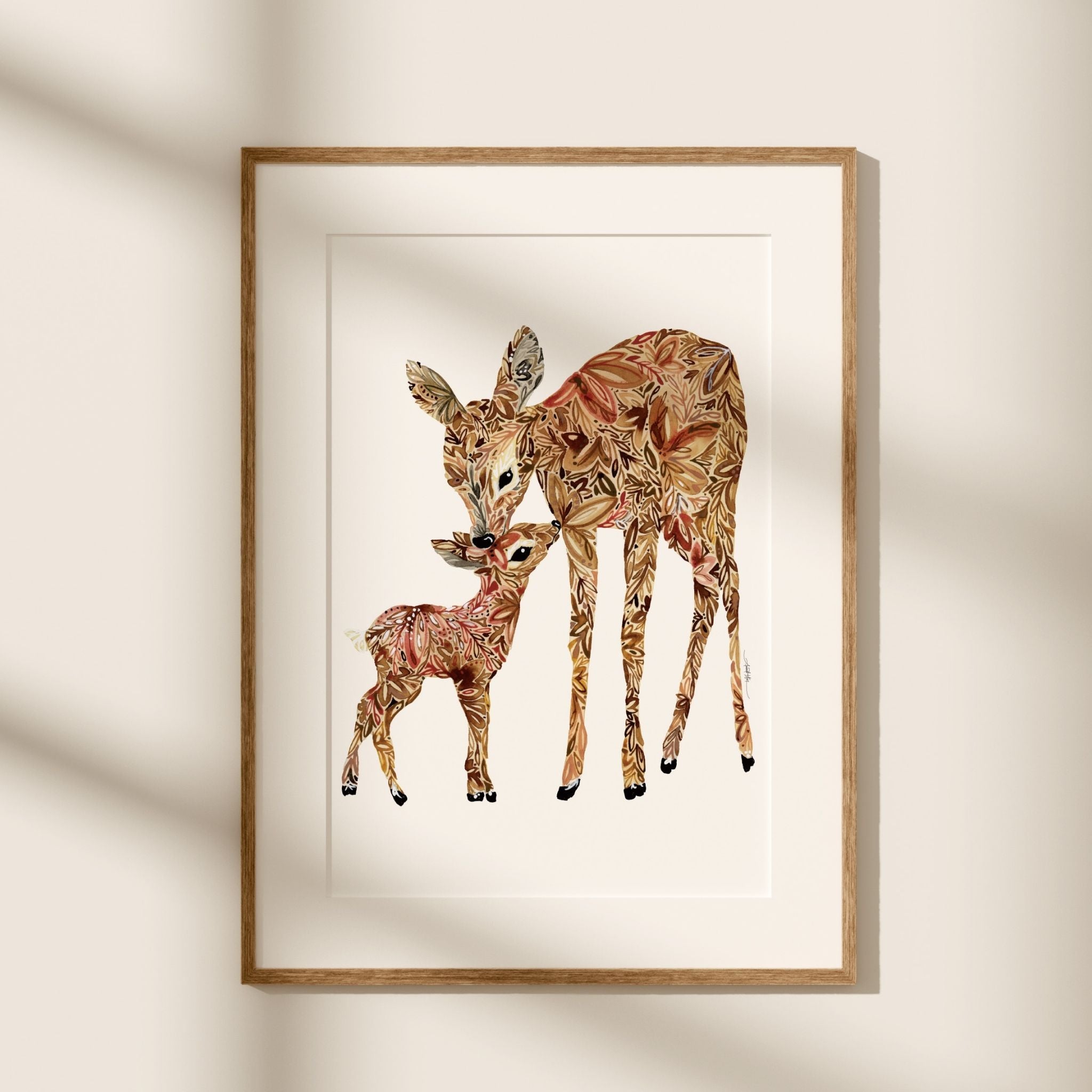 Deer Doe and Fawn Wall Art | Watercolor State Print – Amanda Klein