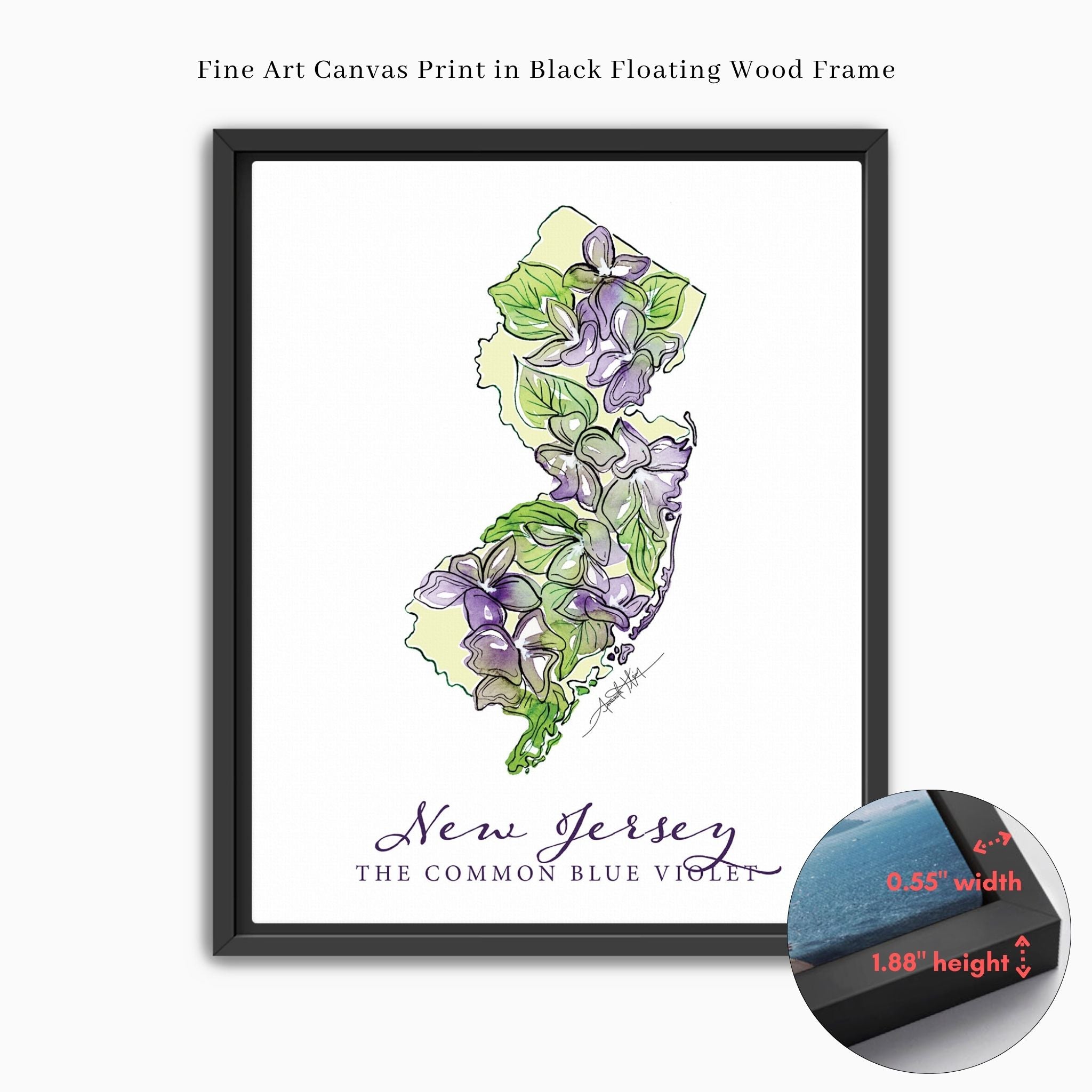 New Jersey Common Blue Violet State Flower Wall Art | Watercolor