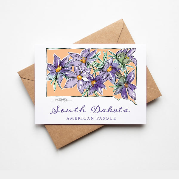 South Dakota American Pasque State Flower Notecard Set – Amanda Klein