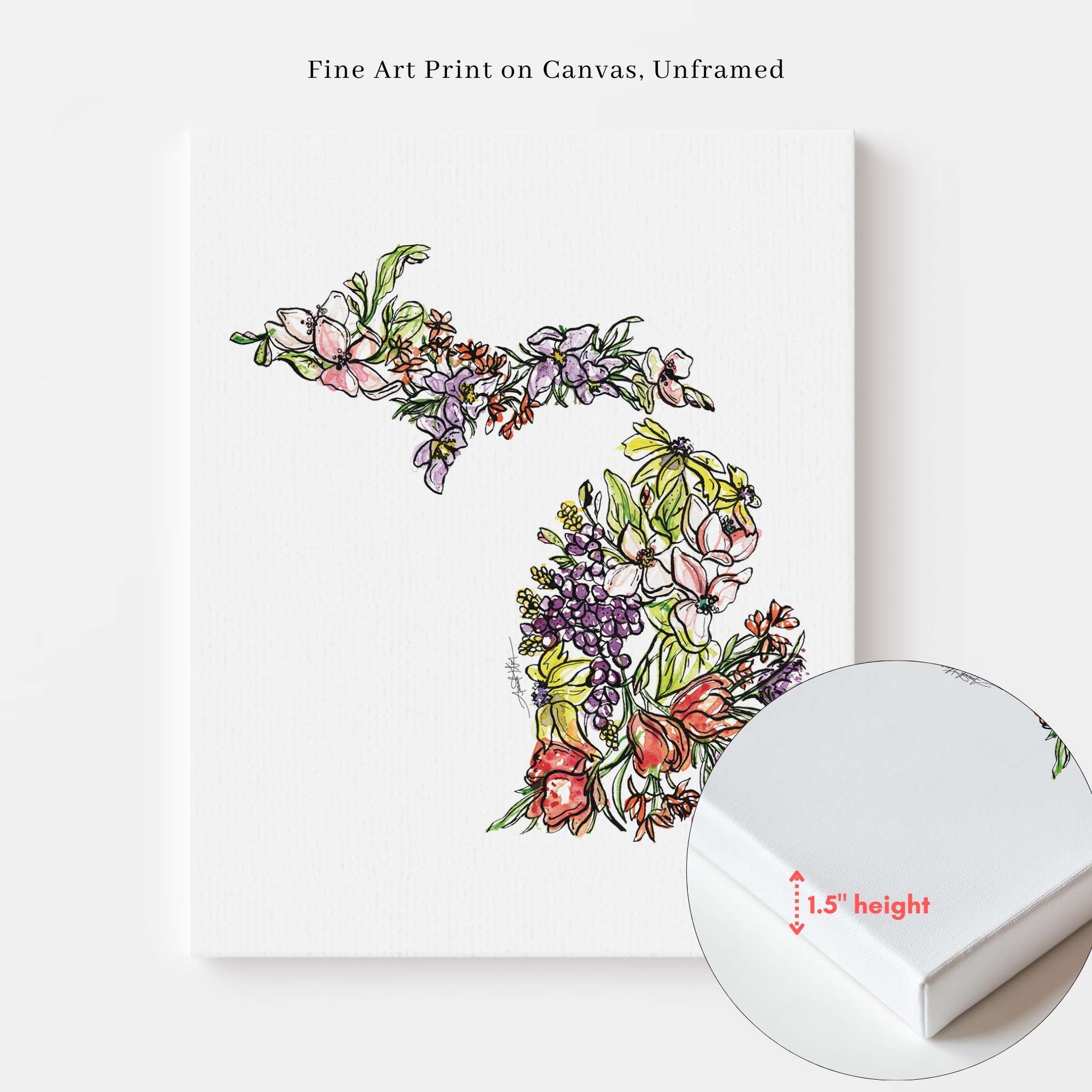 Michigan Wildflower Wall Art | Watercolor State Print – Amanda Klein