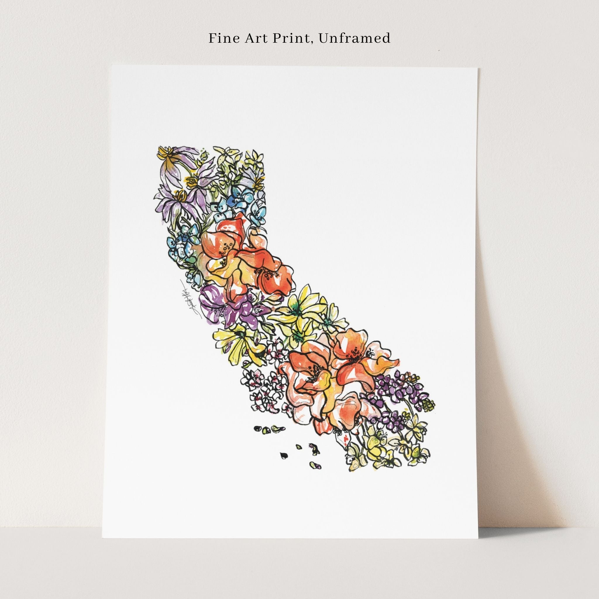 California Wildflower Wall Art | Watercolor State Print – Amanda Klein