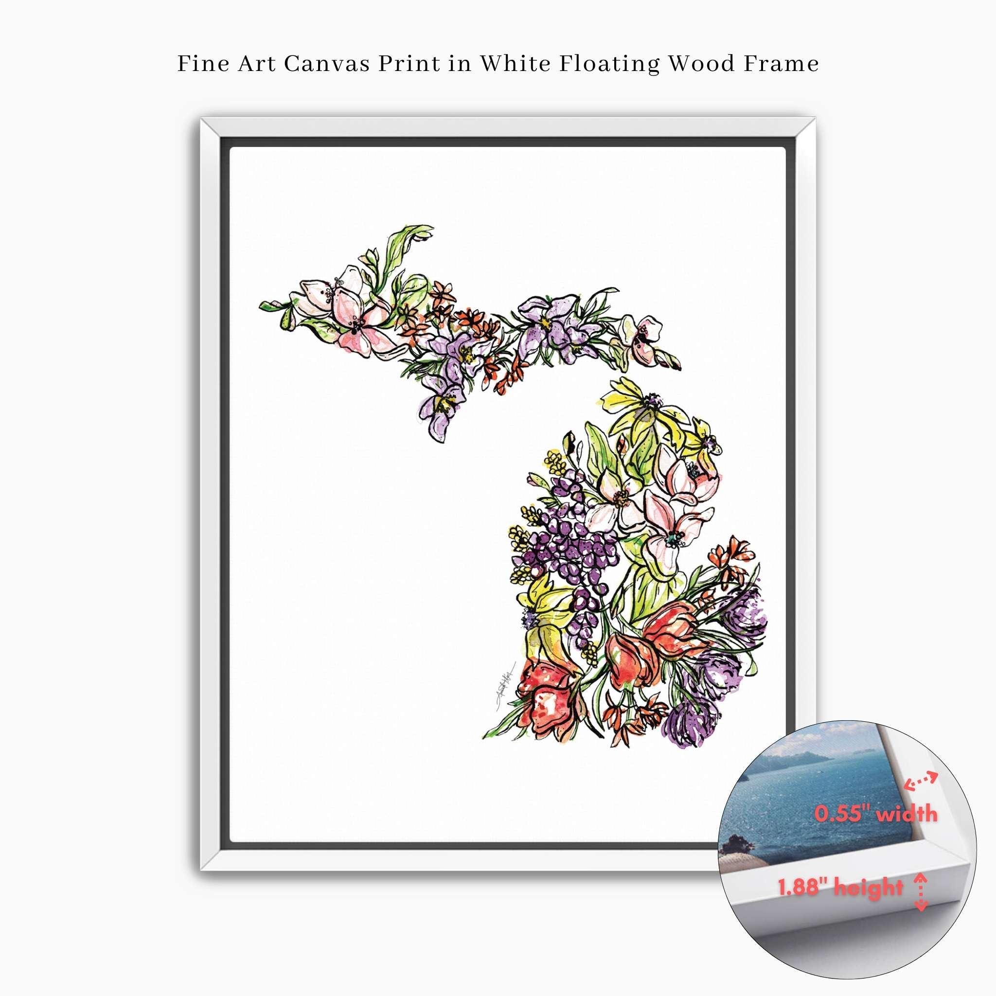 Michigan Wildflower Wall Art | Watercolor State Print – Amanda Klein