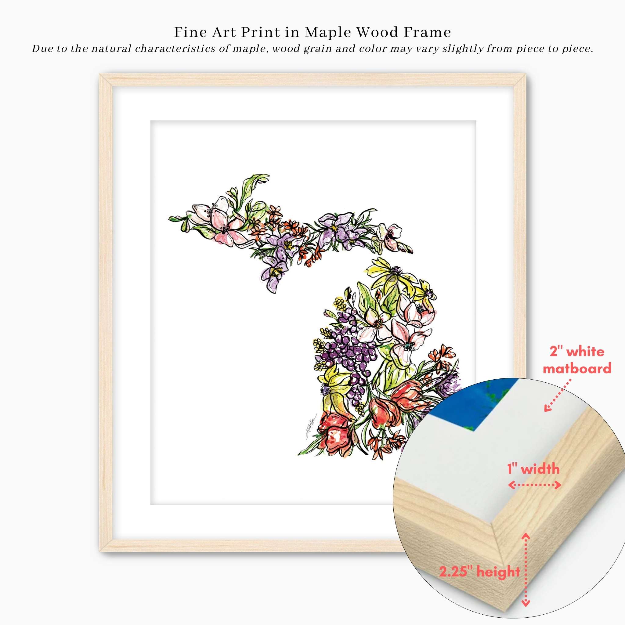 Michigan Wildflower Wall Art | Watercolor State Print – Amanda Klein